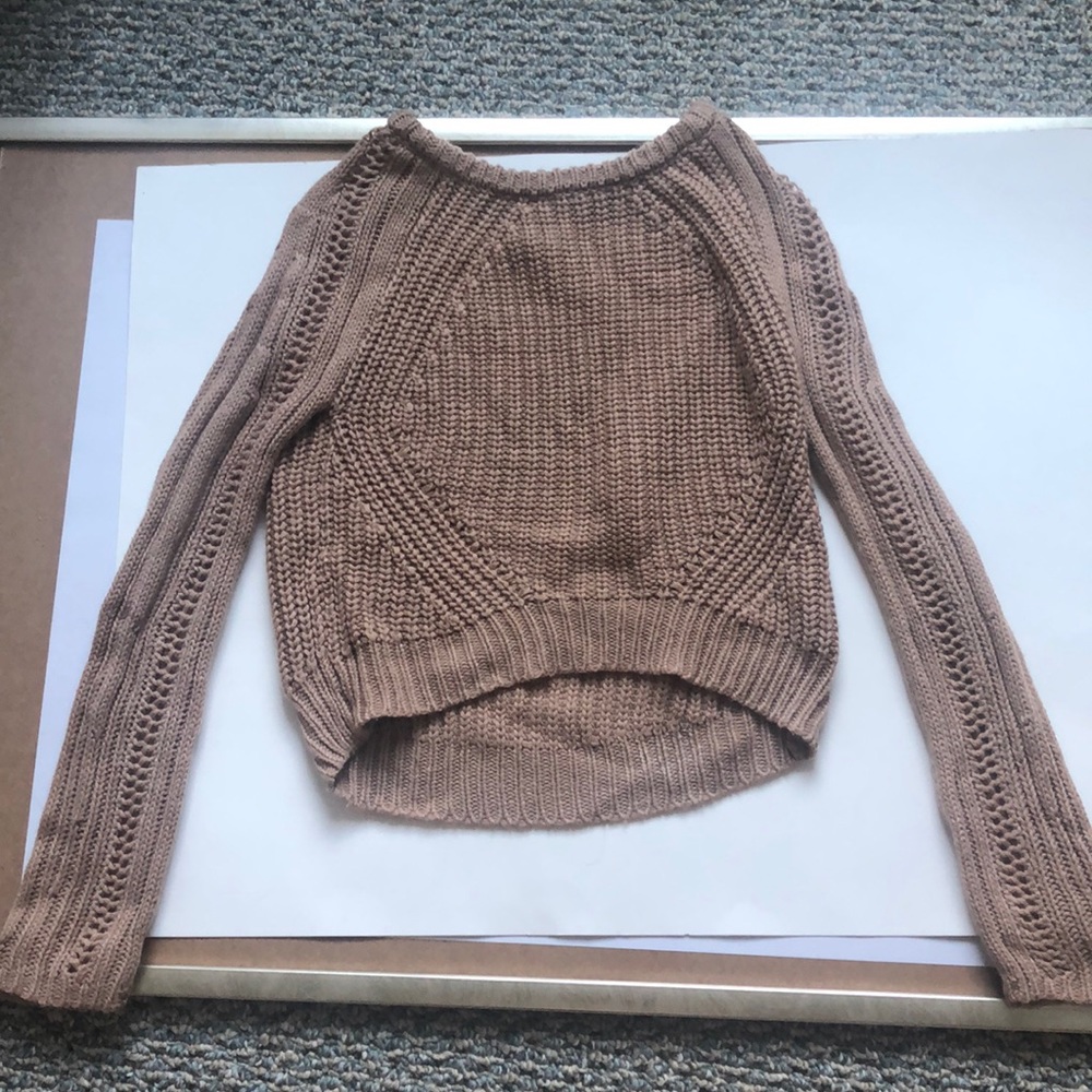 Cropped, red-tan sweater